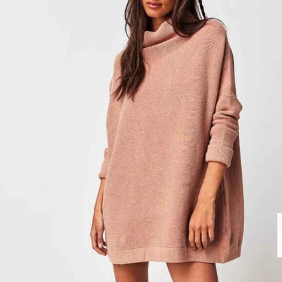 FREE PEOPLE-Ottoman Slouchy Tunic-Cafe Creme-Cotton Blend-Size S-NEW WITH TAG - Picture 1 of 8